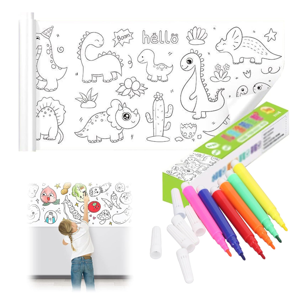 ✨2x1  Rollo de Papel Coloreable - Diversión sin pantallas para Niños! ✨