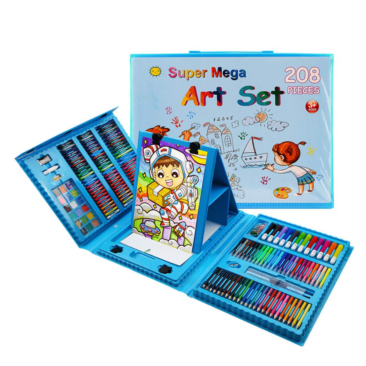 Kit de Arte Infantil 208 Piezas + 🎁 Rollo de Papel Coloreable