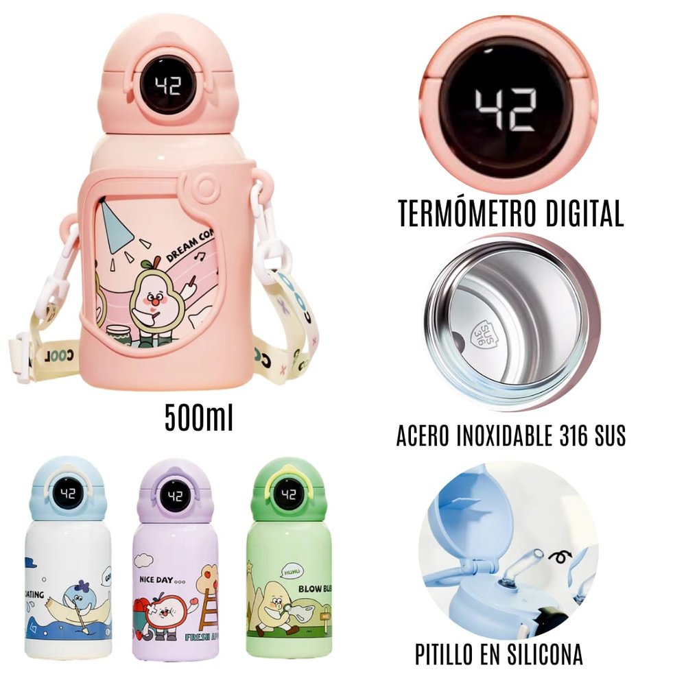 Termo Infantil con Termómetro Digital y Diseño Adorable 👦🏻