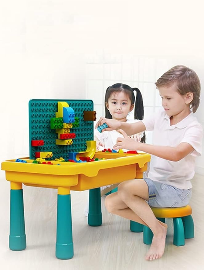 Mesa Montessori 2 en 1 con Bloques de lego + Silla Infantil 🌟