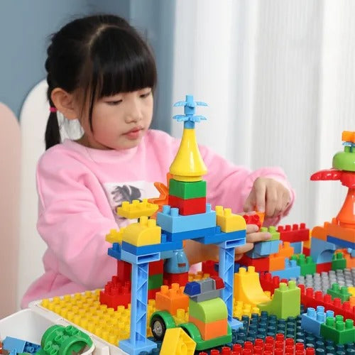 Mesa Montessori 2 en 1 con Bloques de lego + Silla Infantil 🌟