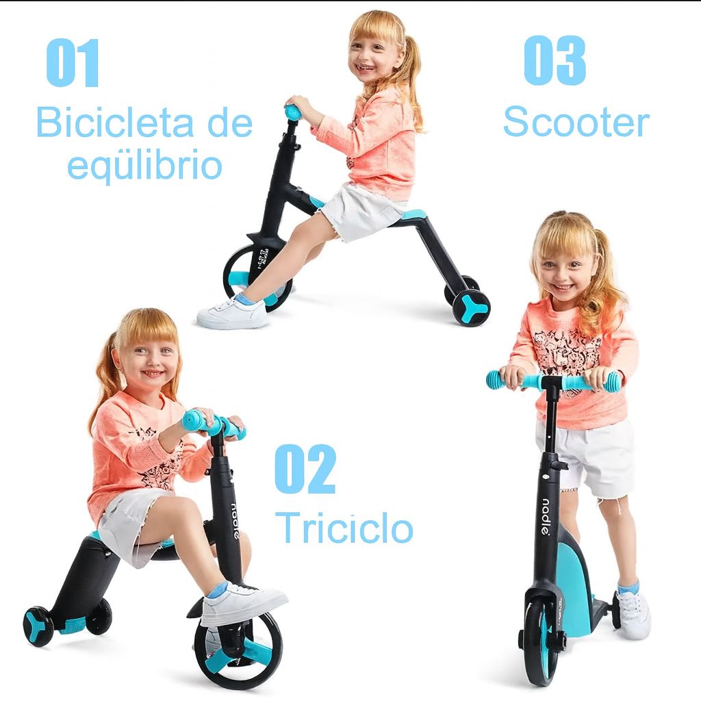 Patinete – Caminador de equilibrio – Triciclo 3 en 1 🌟
