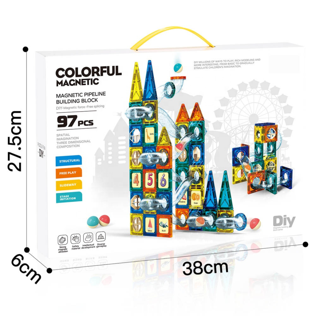 Set de Bloques Magnéticos con Tobogán – 97 Piezas 🎢