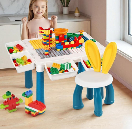 Mesa Montessori 2 en 1 con Bloques de lego + Silla Infantil 🌟