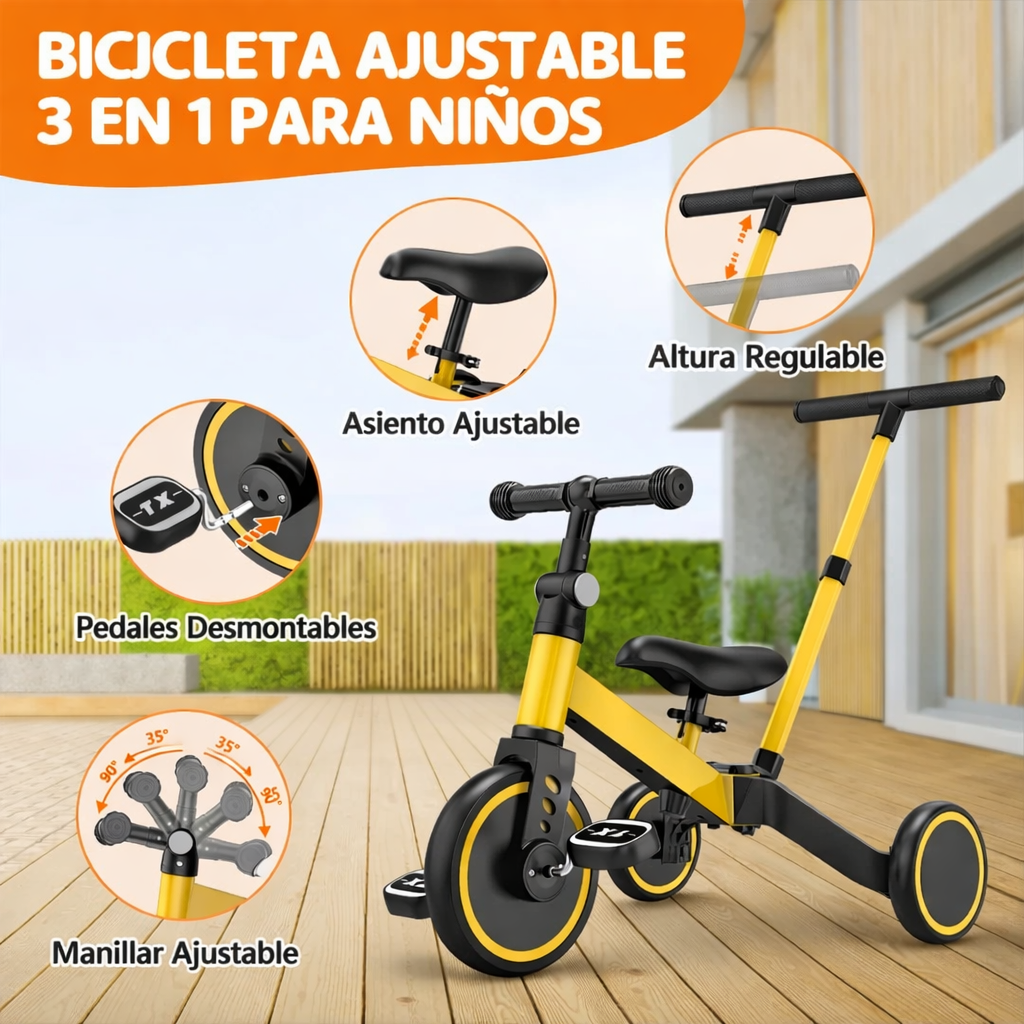 Triciclo Evolutivo 5 en 1 con manija larga  🚴‍♂️
