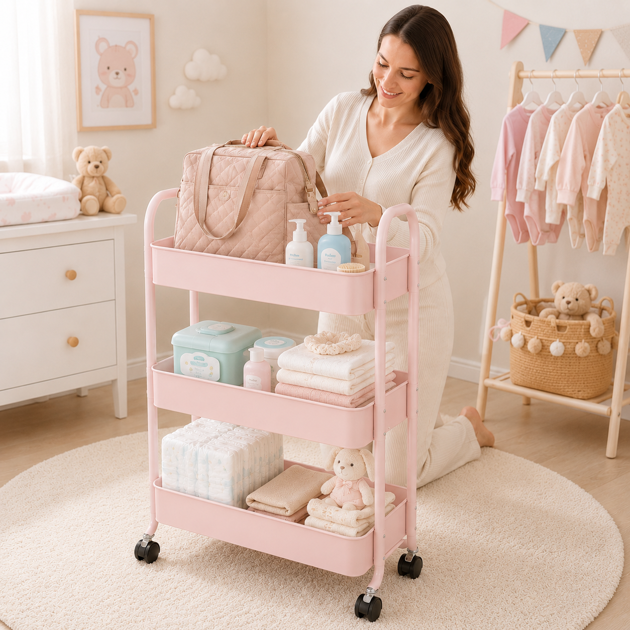 Carrito Organizador Metálico Infantil de 3 Niveles 🧸
