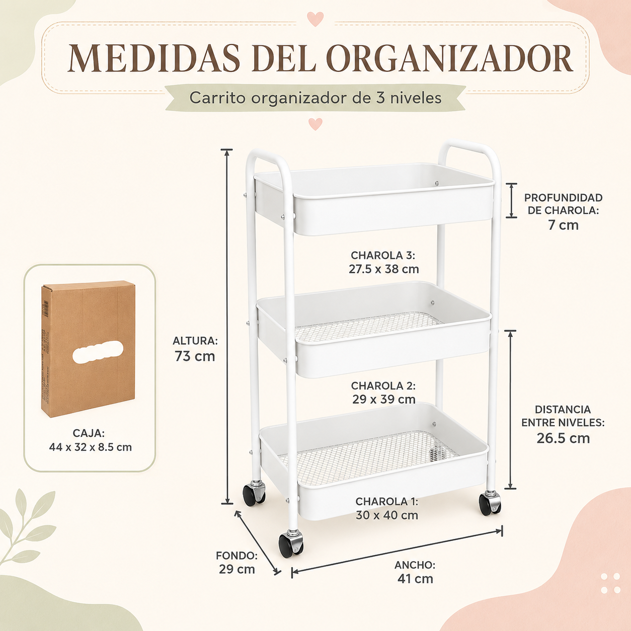 Carrito Organizador Metálico Infantil de 3 Niveles 🧸