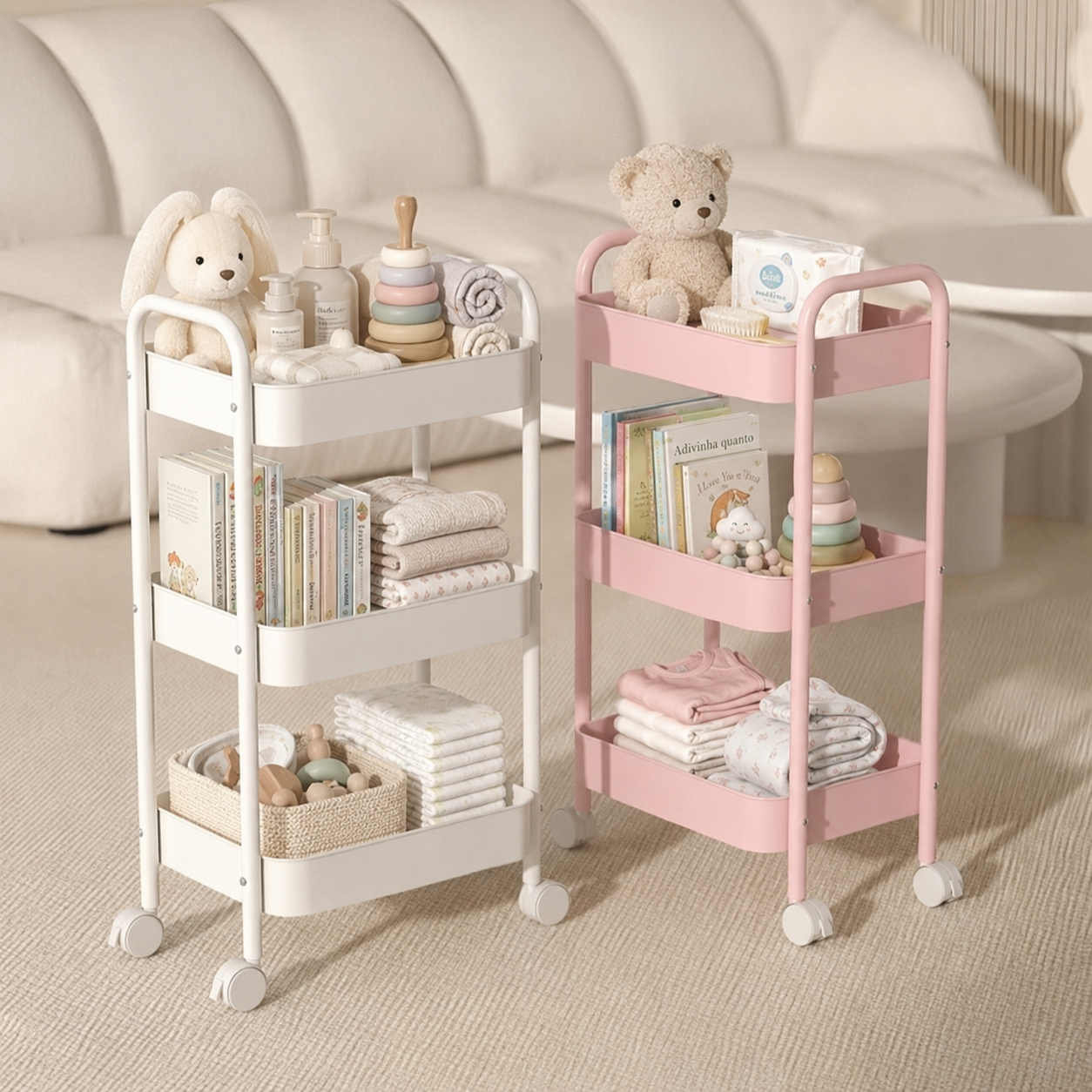 Carrito Organizador Metálico Infantil de 3 Niveles 🧸