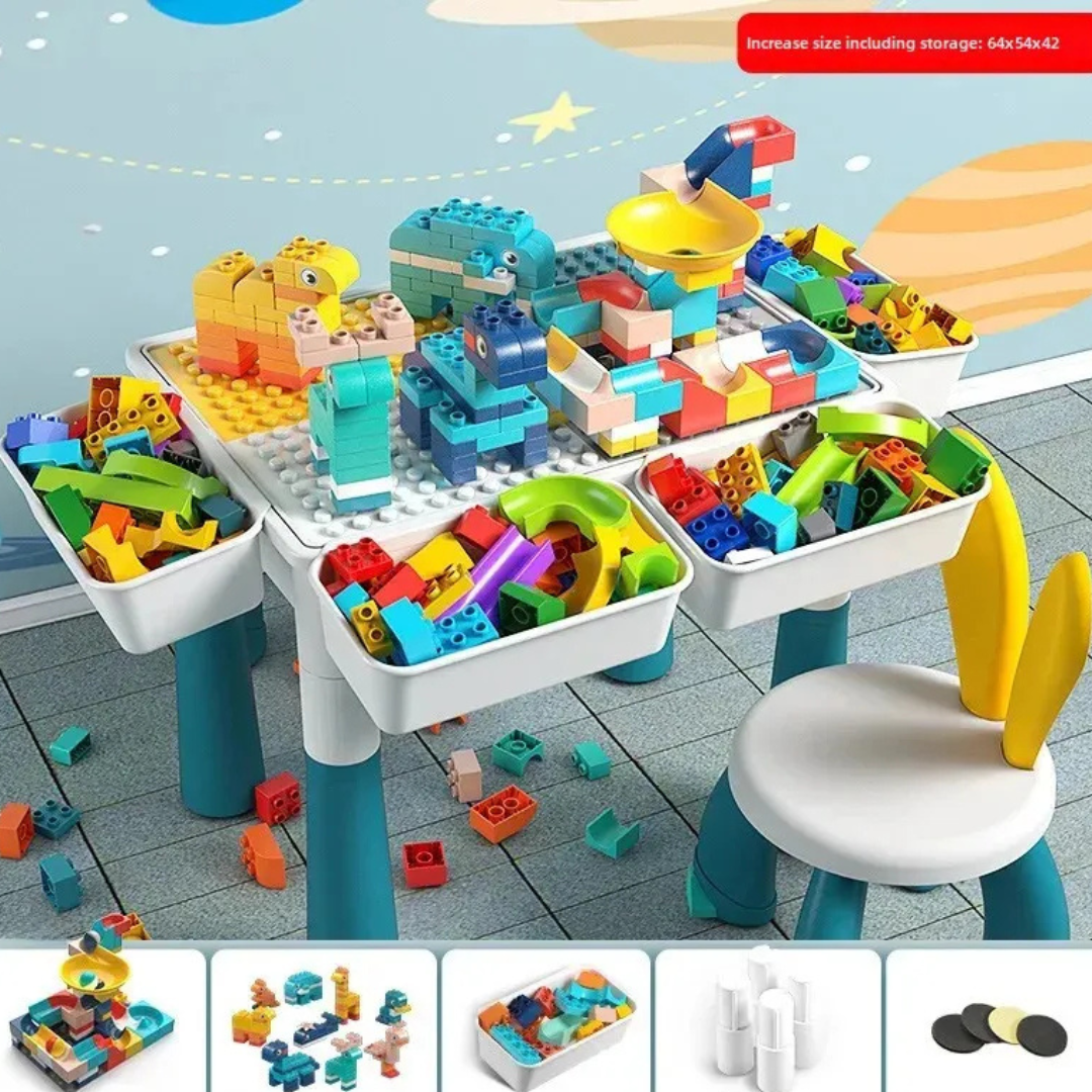 Mesa Montessori 2 en 1 con Bloques de lego + Silla Infantil 🌟