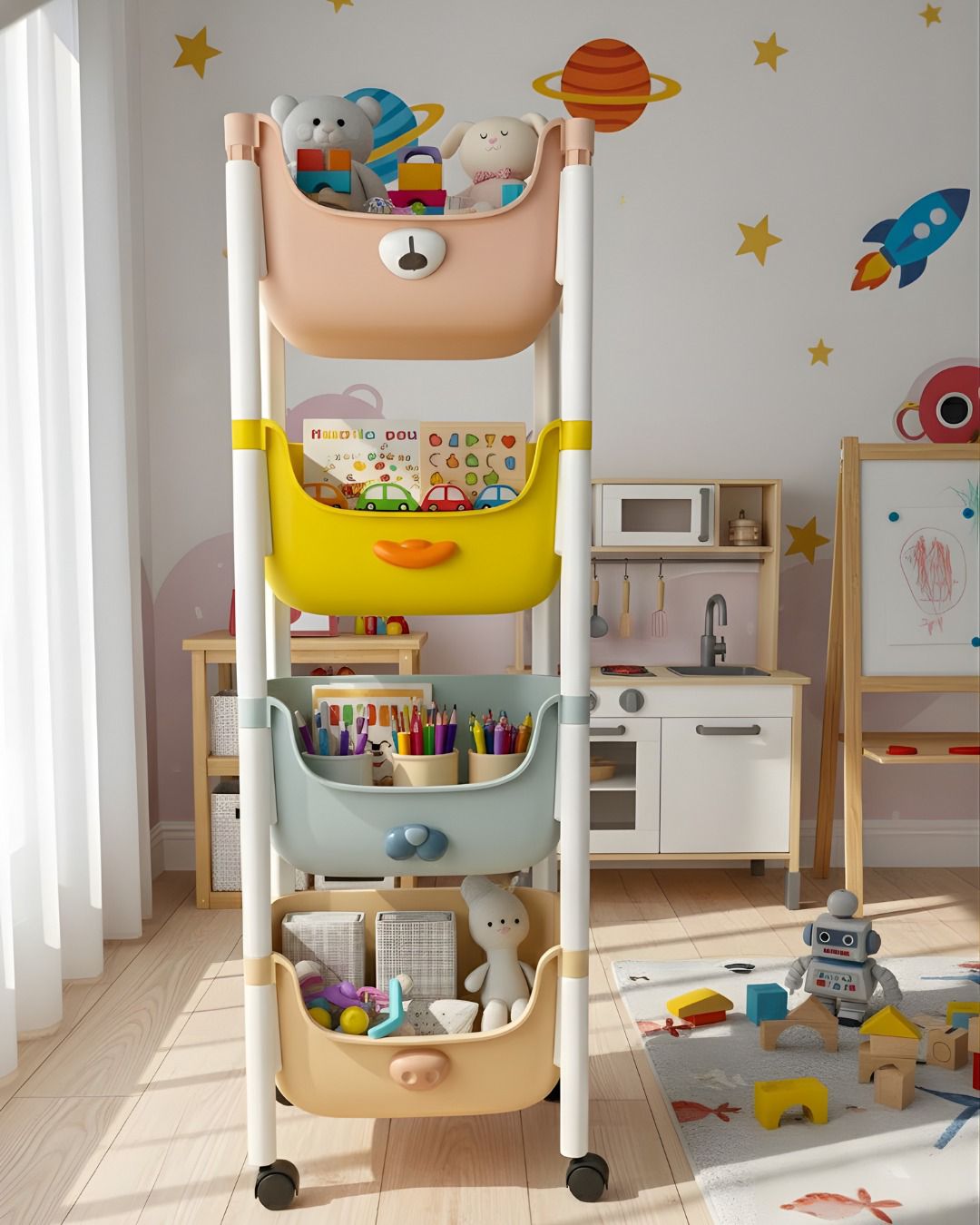 Organizador Infantil de Juguetes – 4 Niveles con Cajones Coloridos 🏠✨